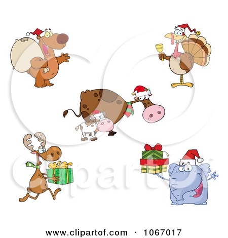 Clipart Christmas Animals - Royalty Free Vector Illustration by Hit Toon