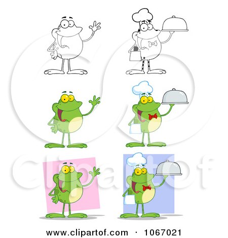 Clipart Waving And Chef Frogs - Royalty Free Vector Illustration by Hit Toon
