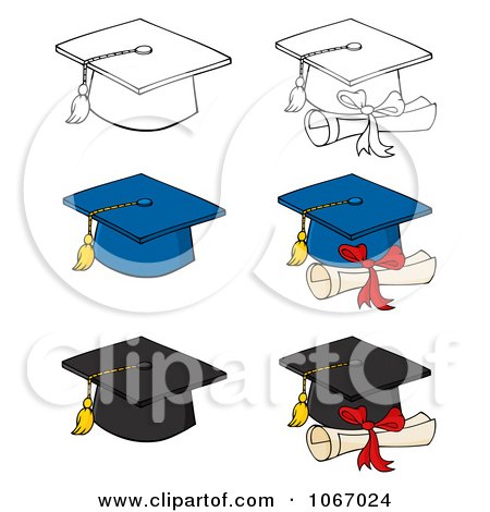 Clipart Graduation Caps - Royalty Free Vector Illustration by Hit Toon