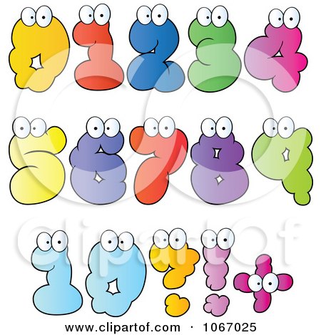 Clipart Colorful Cloud Numbers - Royalty Free Vector Illustration by Hit Toon