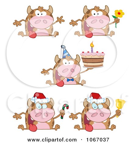Clipart Holiday Cows - Royalty Free Vector Illustration by Hit Toon