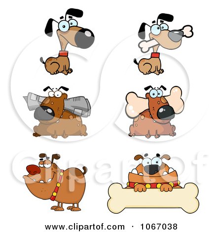 Clipart Dogs With Bones And Newspapers - Royalty Free Vector Illustration by Hit Toon