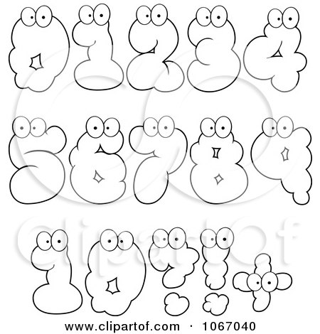 Clipart Outlined Cloud Numbers - Royalty Free Vector Illustration by Hit Toon