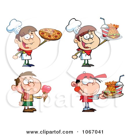 Clipart Fast Food Boys - Royalty Free Vector Illustration by Hit Toon
