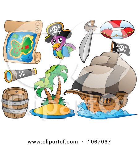 Clipart Pirate Items - Royalty Free Vector Illustration by visekart