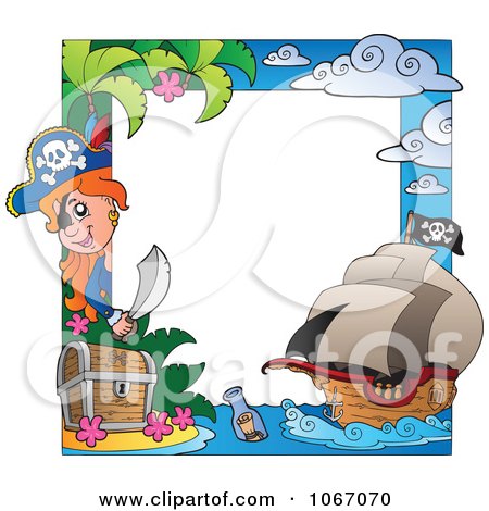 Clipart Girl Pirate Frame - Royalty Free Vector Illustration by visekart