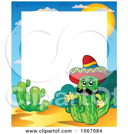 Clipart Mexican Cactus Frame - Royalty Free Vector Illustration by visekart