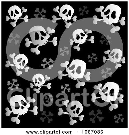 Clipart Black And White Skull And Crossbone Background - Royalty Free Vector Illustration by visekart