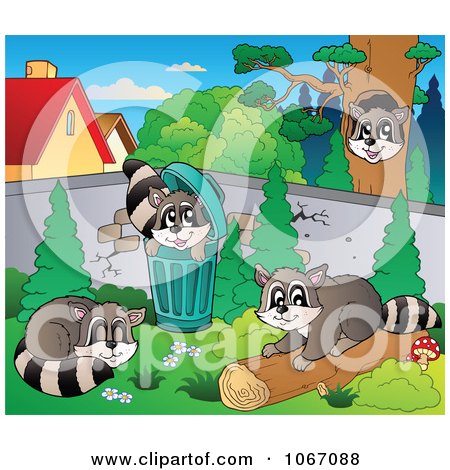 Clipart Mischievous Raccoons 1 - Royalty Free Vector Illustration by visekart