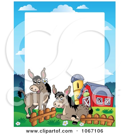 Clipart Barnyard Donkeys Frame - Royalty Free Vector Illustration by visekart