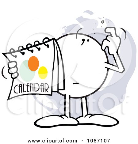 Clipart Puzzled Moodie Character Holding A Calendar - Royalty Free Vector Illustration by Johnny Sajem