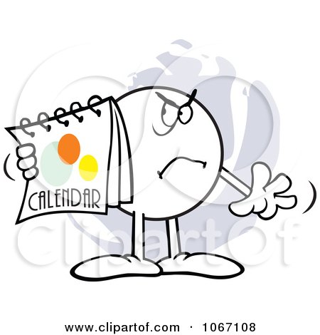 Clipart Angry Moodie Character Holding A Calendar - Royalty Free Vector Illustration by Johnny Sajem
