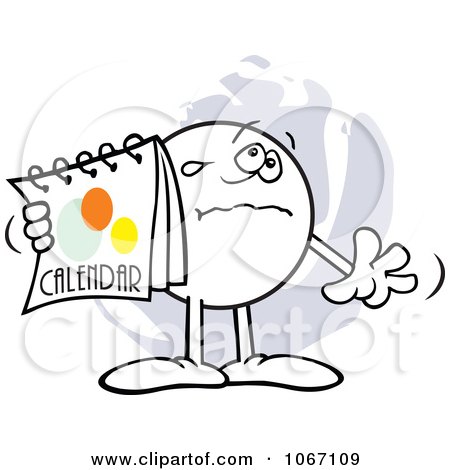 Clipart Upset Moodie Character Holding A Calendar - Royalty Free Vector Illustration by Johnny Sajem