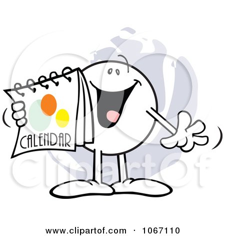 Clipart Happy Moodie Character Holding A Calendar - Royalty Free Vector Illustration by Johnny Sajem