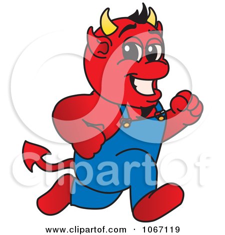 Clipart Devil Mascot Running - Royalty Free Vector Illustration by Mascot Junction