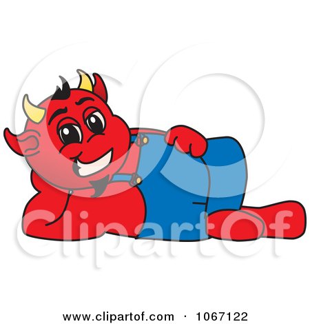Clipart Devil Mascot Reclined - Royalty Free Vector Illustration by Mascot Junction