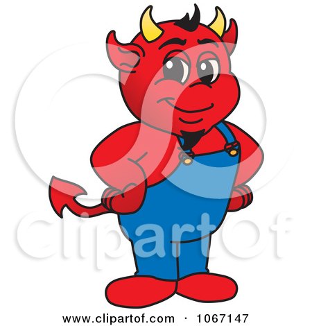 Clipart Devil Mascot With His Hands On His Hips - Royalty Free Vector Illustration by Mascot Junction