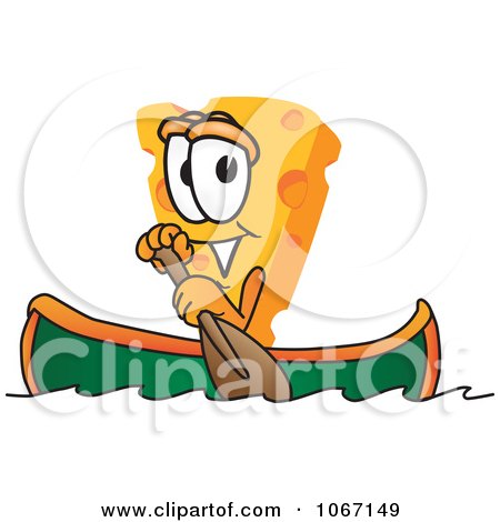 Clipart Cheese Mascot Canoeing - Royalty Free Vector Illustration by Mascot Junction
