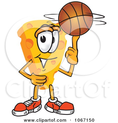 Clipart Cheese Mascot Playing Basketball - Royalty Free Vector Illustration by Mascot Junction