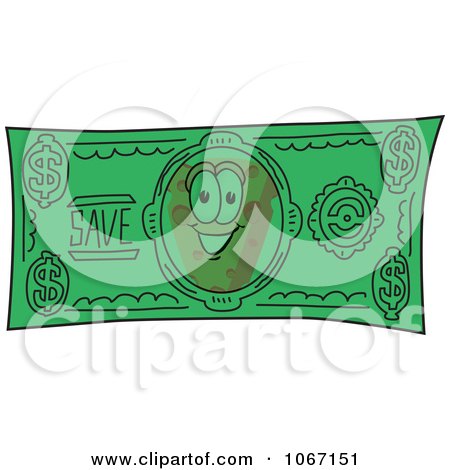 Clipart Cheese Mascot Dollar Bill - Royalty Free Vector Illustration by Mascot Junction