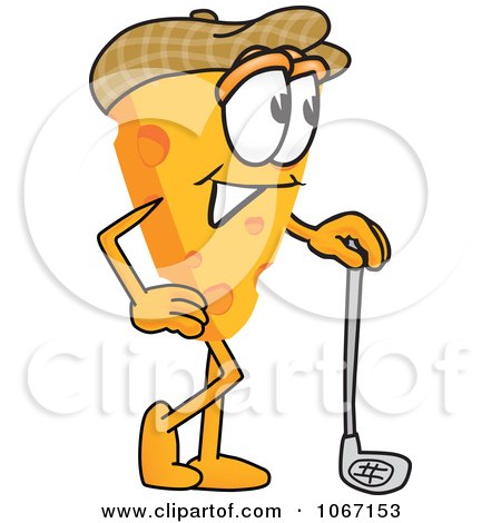 Clipart Cheese Mascot Golfer - Royalty Free Vector Illustration by Mascot Junction