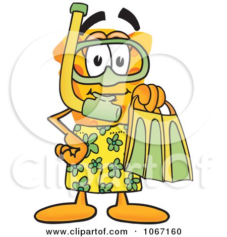 Clipart Cheese Mascot In Green Snorkel Gear - Royalty Free Vector Illustration by Mascot Junction