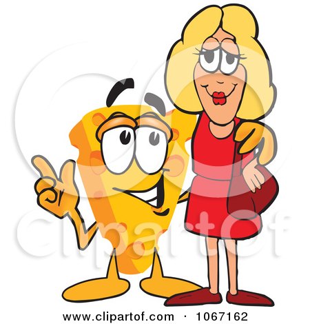 Clipart Cheese Mascot With A Woman - Royalty Free Vector Illustration by Mascot Junction