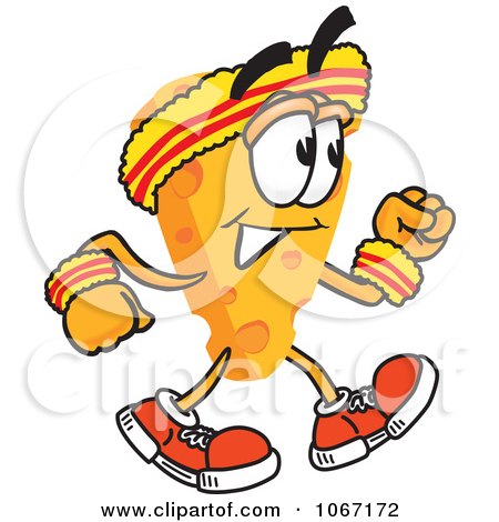 Clipart Cheese Mascot Walking - Royalty Free Vector Illustration by Mascot Junction