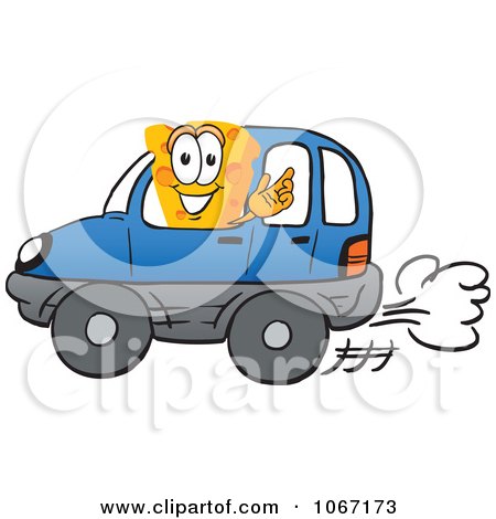 Clipart Cheese Mascot Driving - Royalty Free Vector Illustration by Mascot Junction