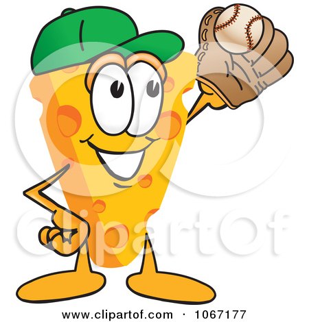 Clipart Cheese Mascot Playing Baseball - Royalty Free Vector Illustration by Mascot Junction