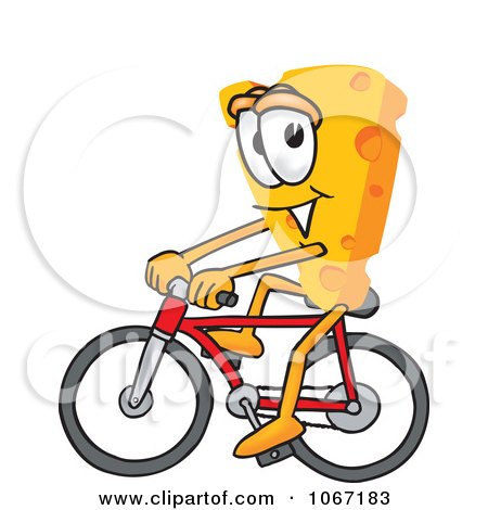 Clipart Cheese Mascot Bicycling - Royalty Free Vector Illustration by Mascot Junction