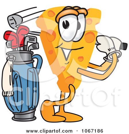 Clipart Cheese Mascot Golfing - Royalty Free Vector Illustration by Mascot Junction