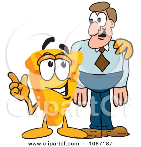 Clipart Cheese Mascot With A Man - Royalty Free Vector Illustration by Mascot Junction