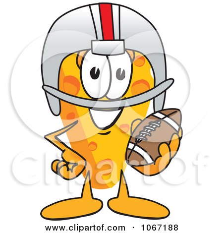 Clipart Cheese Mascot Playing Football - Royalty Free Vector Illustration by Mascot Junction