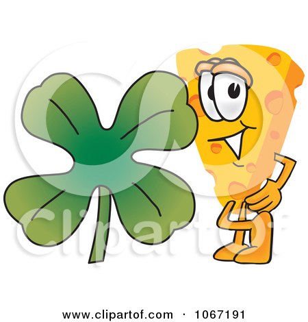 Clipart Cheese Mascot With A Shamrock - Royalty Free Vector Illustration by Mascot Junction