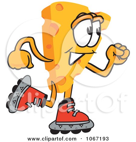 Clipart Cheese Mascot Roller Blading - Royalty Free Vector Illustration by Mascot Junction
