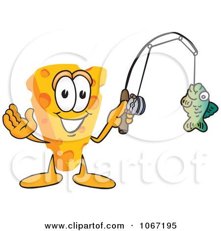 Clipart Cheese Mascot Fishing - Royalty Free Vector Illustration by Mascot Junction