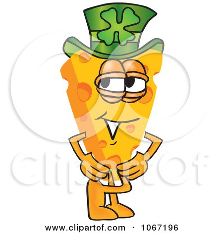 Clipart Cheese Mascot Wearing A Leprechaun Hat - Royalty Free Vector Illustration by Mascot Junction