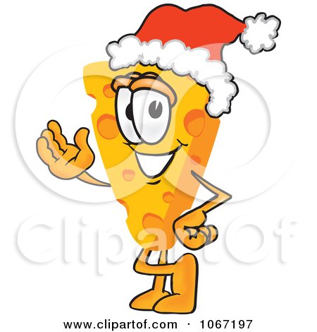 Clipart Cheese Mascot Wearing A Santa Hat - Royalty Free Vector Illustration by Mascot Junction
