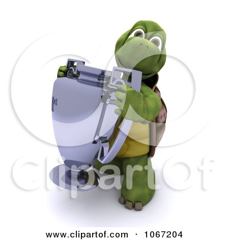 Clipart 3d Tortoise Holding A Trophy - Royalty Free CGI Illustration by KJ Pargeter