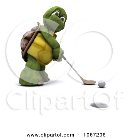 Clipart 3d Tortoise Golfing 3 - Royalty Free CGI Illustration by KJ Pargeter