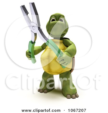 Clipart 3d Tortoise Holding Pliers - Royalty Free CGI Illustration by KJ Pargeter