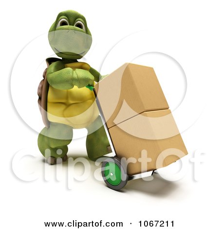 Clipart 3d Tortoise Delivering Boxes - Royalty Free CGI Illustration by KJ Pargeter