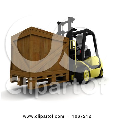 Clipart 3d Wooden Crate On A Forklift - Royalty Free CGI Illustration by KJ Pargeter