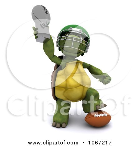 Clipart 3d Football Tortoise With A Trophy - Royalty Free CGI Illustration by KJ Pargeter