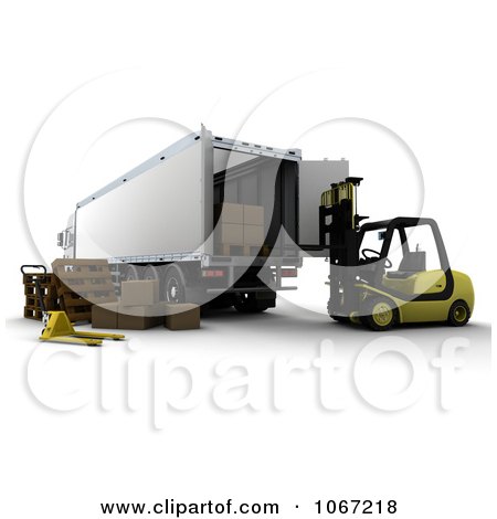 Clipart 3d Freight Truck And Forklift - Royalty Free CGI Illustration by KJ Pargeter