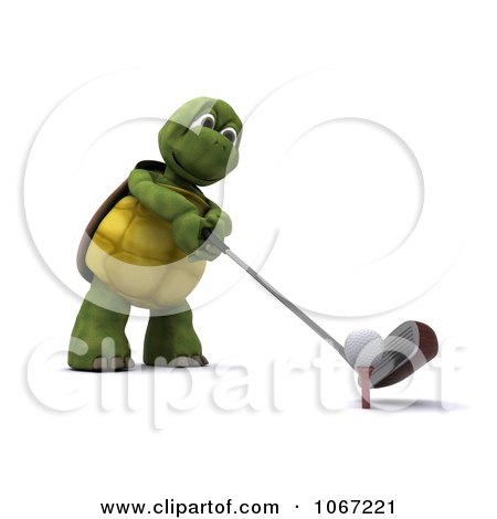 Clipart 3d Tortoise Golfing 1 - Royalty Free CGI Illustration by KJ Pargeter