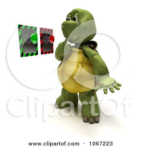 Clipart 3d Tortoise Looking At Buttons - Royalty Free CGI Illustration by KJ Pargeter