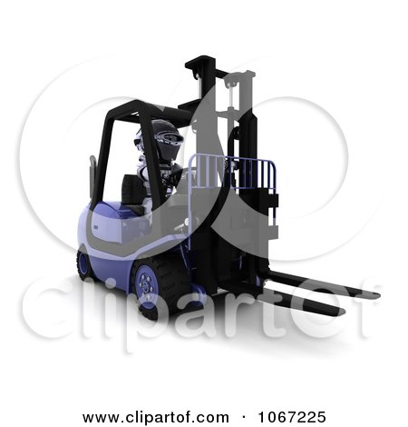 Clipart 3d Robot On A Blue Forklift - Royalty Free CGI Illustration by KJ Pargeter