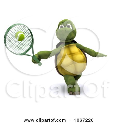 Clipart 3d Tortoise Playing Tennis 2 - Royalty Free CGI Illustration by KJ Pargeter